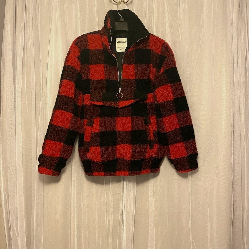 Comfy Lumberjack Fuzzy Flannel Pull Over Sweater